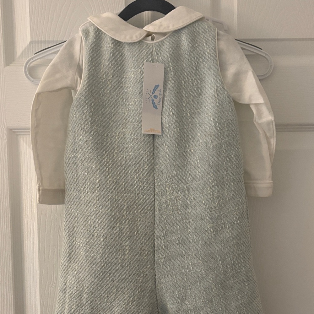 NWT Light Green Tweed Jon Jon with Peter Pan collared long sleeve shirt - Picture 2 of 4